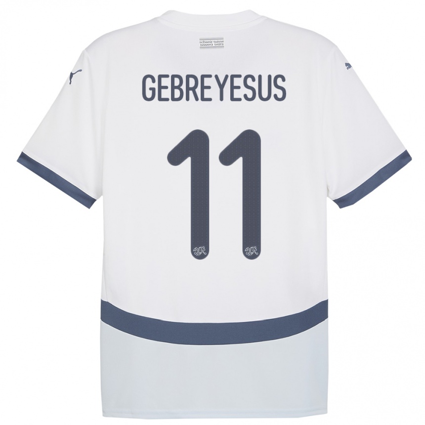 Vaikiškas Šveicarija Esey Gebreyesus #11 Baltas Išvykos Marškinėliai 24-26 T-Shirt