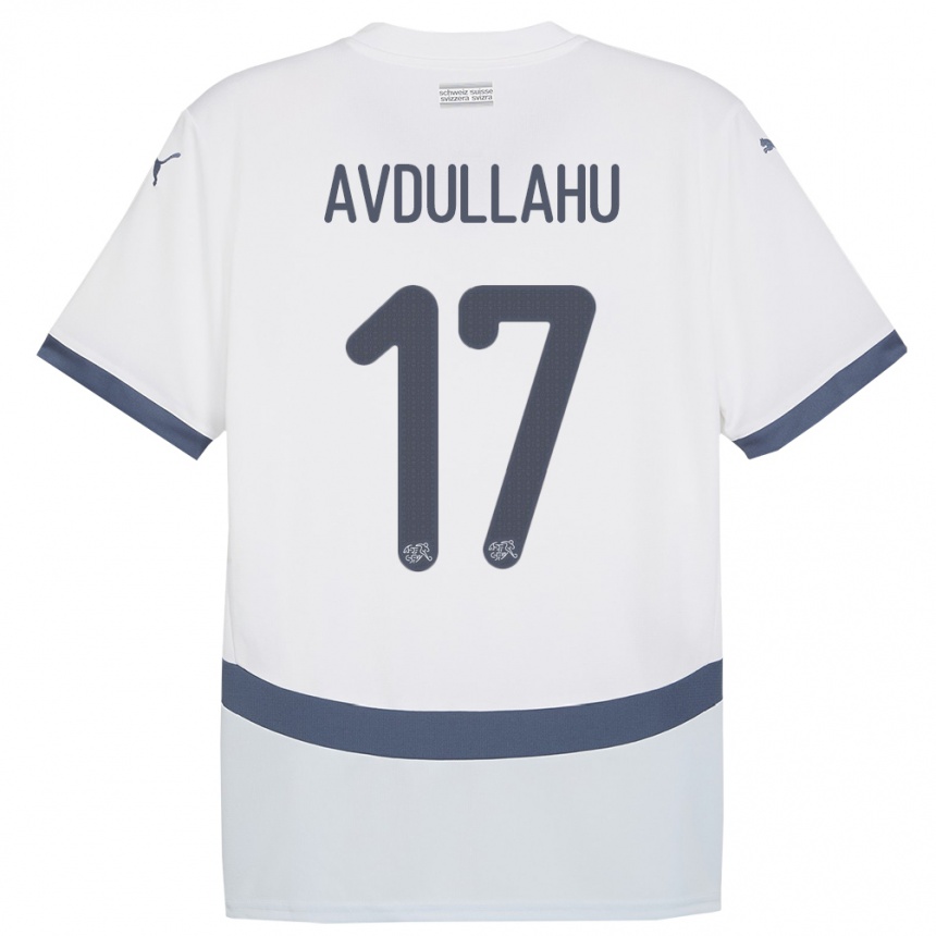 Vaikiškas Šveicarija Leon Avdullahu #17 Baltas Išvykos Marškinėliai 24-26 T-Shirt