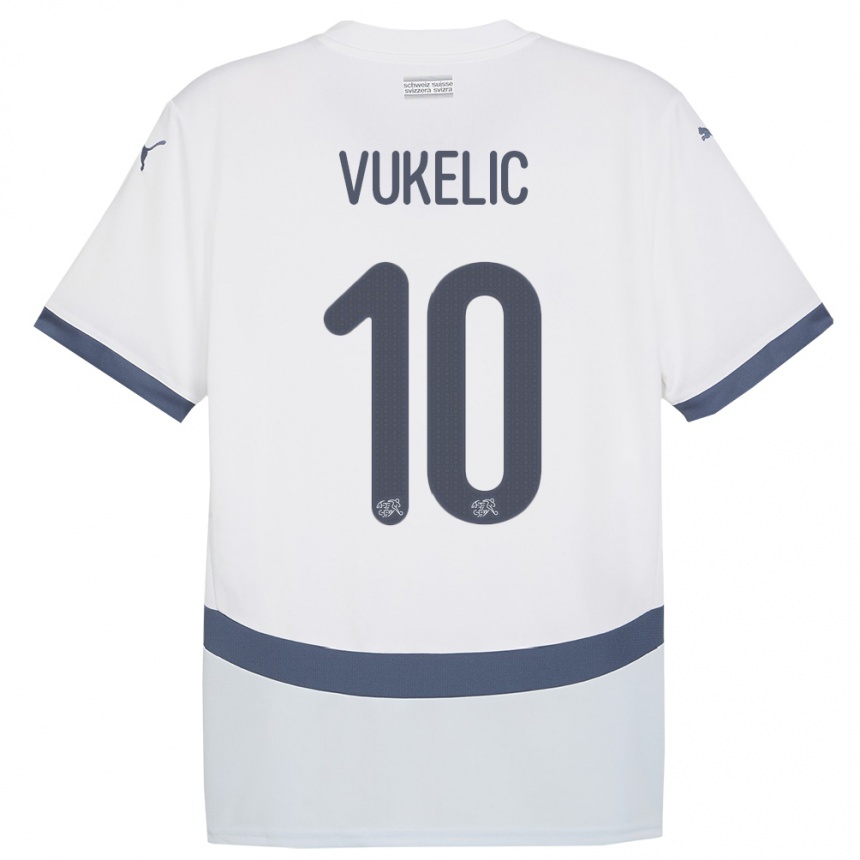 Vaikiškas Šveicarija Mile Vukelic #10 Baltas Išvykos Marškinėliai 24-26 T-Shirt