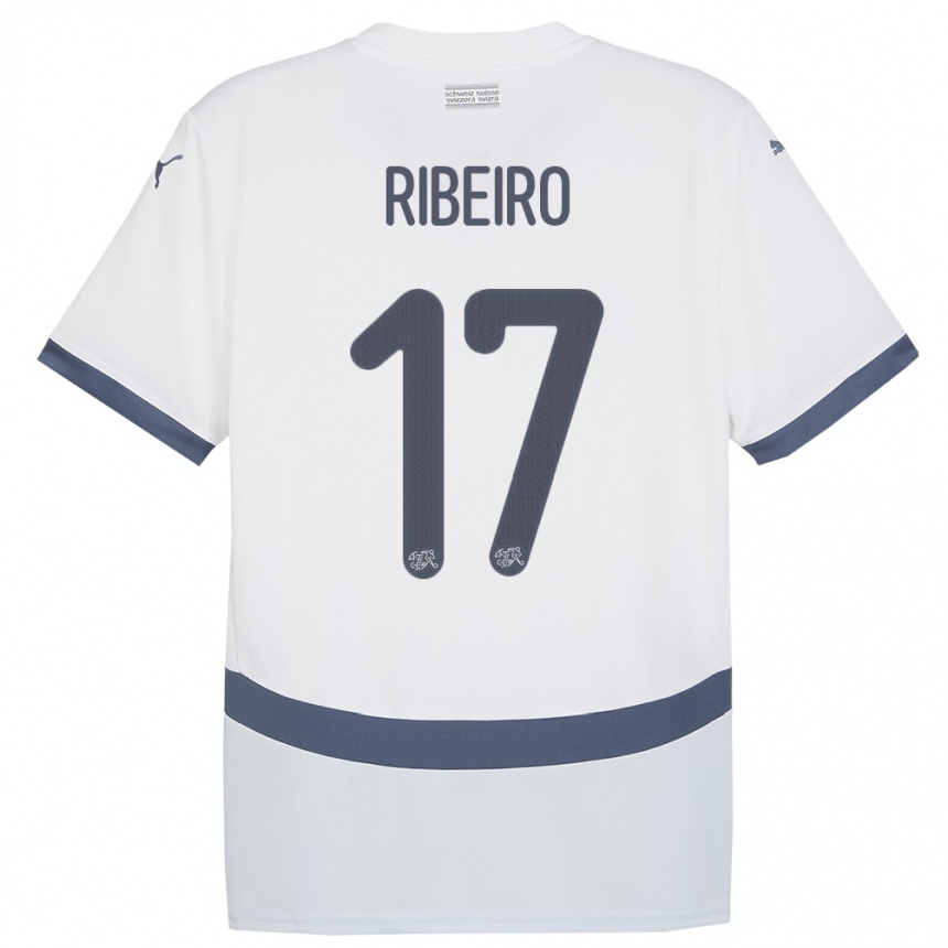 Vaikiškas Šveicarija Joel Ribeiro #17 Baltas Išvykos Marškinėliai 24-26 T-Shirt