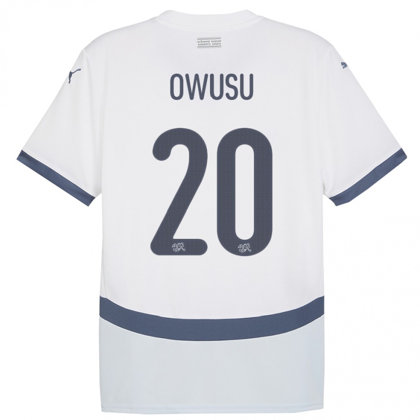 Vaikiškas Šveicarija Tyron Owusu #20 Baltas Išvykos Marškinėliai 24-26 T-Shirt