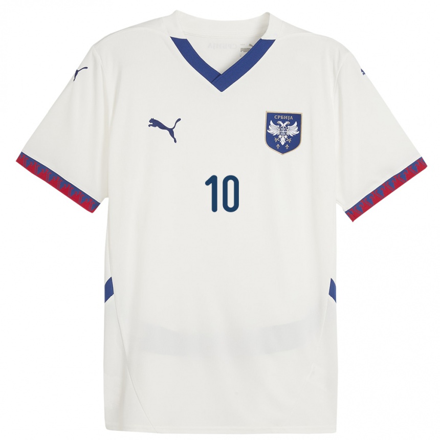 Vaikiškas Serbija Dusan Tadic #10 Baltas Išvykos Marškinėliai 24-26 T-Shirt