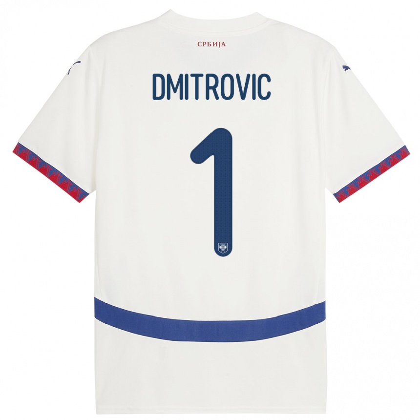 Vaikiškas Serbija Marko Dmitrovic #1 Baltas Išvykos Marškinėliai 24-26 T-Shirt