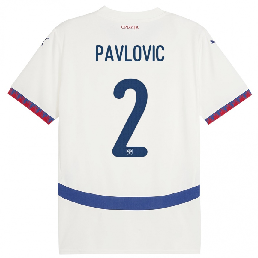 Vaikiškas Serbija Strahinja Pavlovic #2 Baltas Išvykos Marškinėliai 24-26 T-Shirt