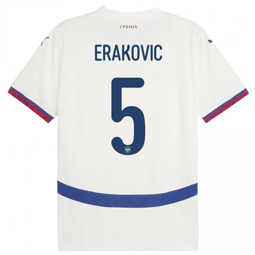 Vaikiškas Serbija Strahinja Erakovic #5 Baltas Išvykos Marškinėliai 24-26 T-Shirt