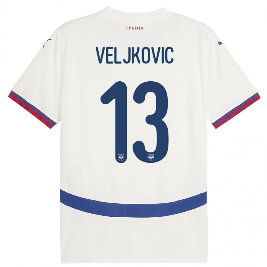 Vaikiškas Serbija Milos Veljkovic #13 Baltas Išvykos Marškinėliai 24-26 T-Shirt