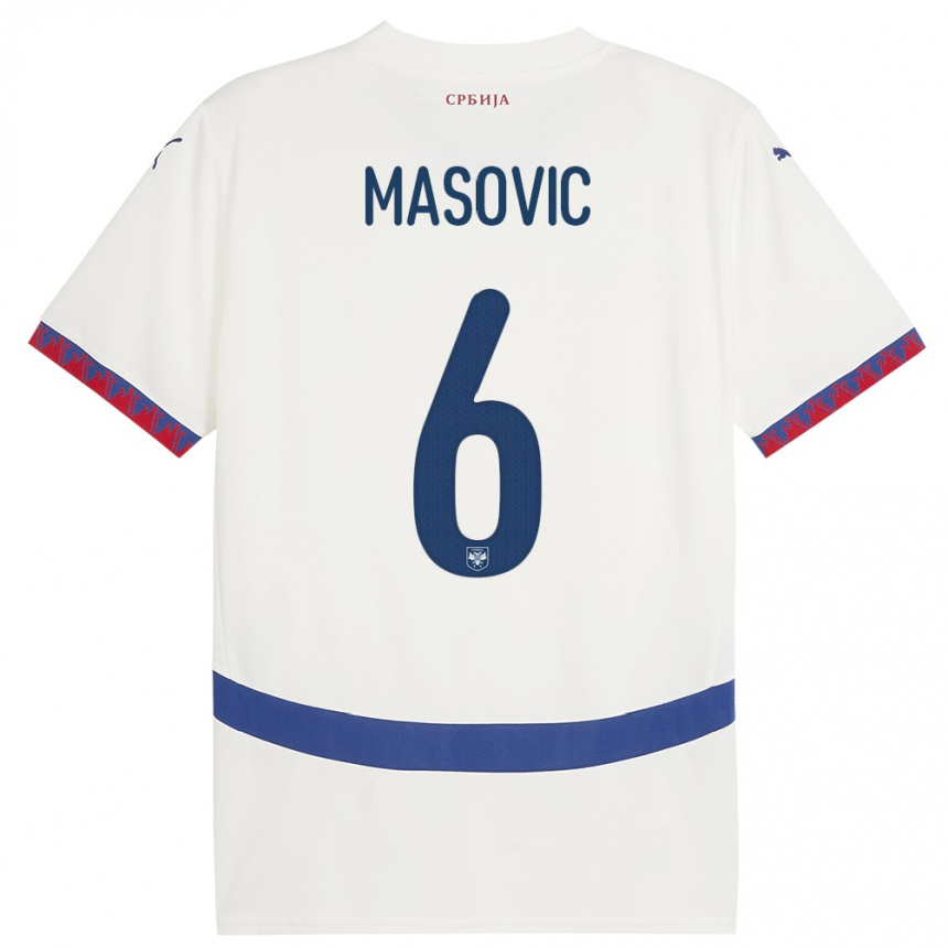 Vaikiškas Serbija Erhan Masovic #6 Baltas Išvykos Marškinėliai 24-26 T-Shirt