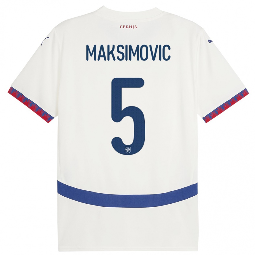 Vaikiškas Serbija Nemanja Maksimovic #5 Baltas Išvykos Marškinėliai 24-26 T-Shirt