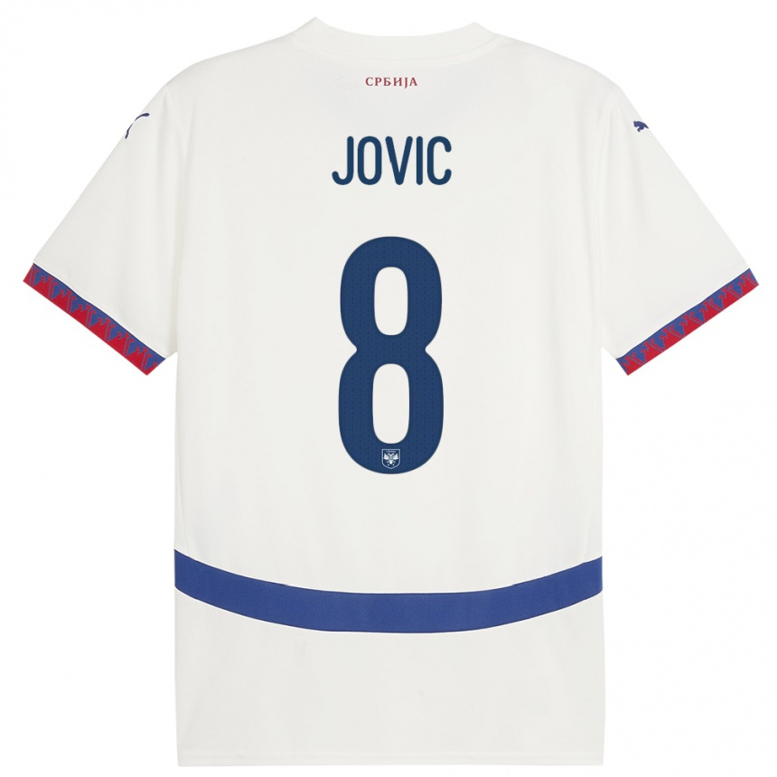 Vaikiškas Serbija Luka Jovic #8 Baltas Išvykos Marškinėliai 24-26 T-Shirt