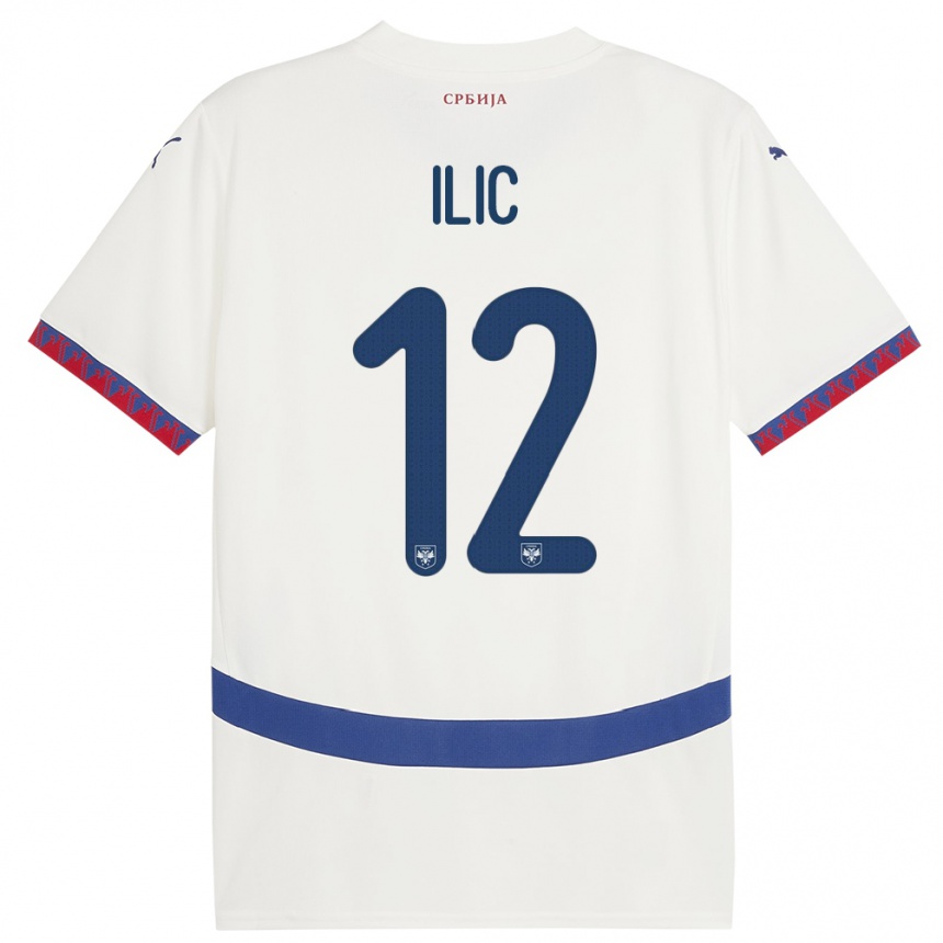 Vaikiškas Serbija Marko Ilic #12 Baltas Išvykos Marškinėliai 24-26 T-Shirt