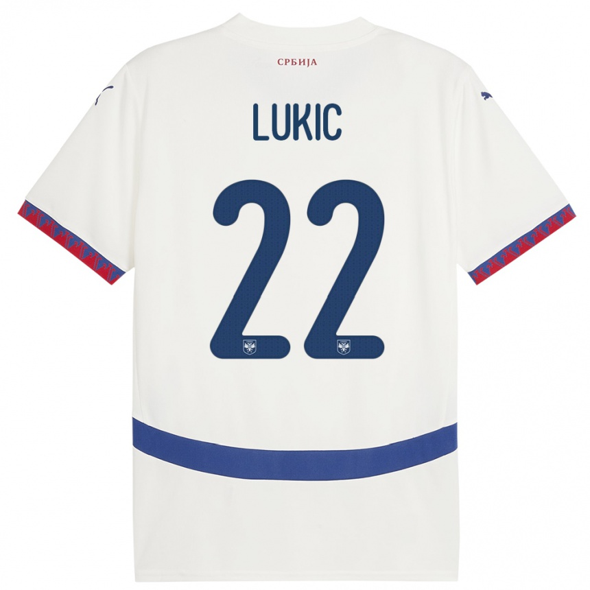 Vaikiškas Serbija Sasa Lukic #22 Baltas Išvykos Marškinėliai 24-26 T-Shirt