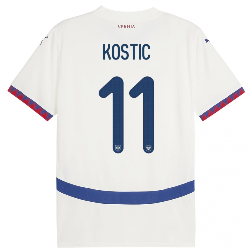 Vaikiškas Serbija Filip Kostic #11 Baltas Išvykos Marškinėliai 24-26 T-Shirt