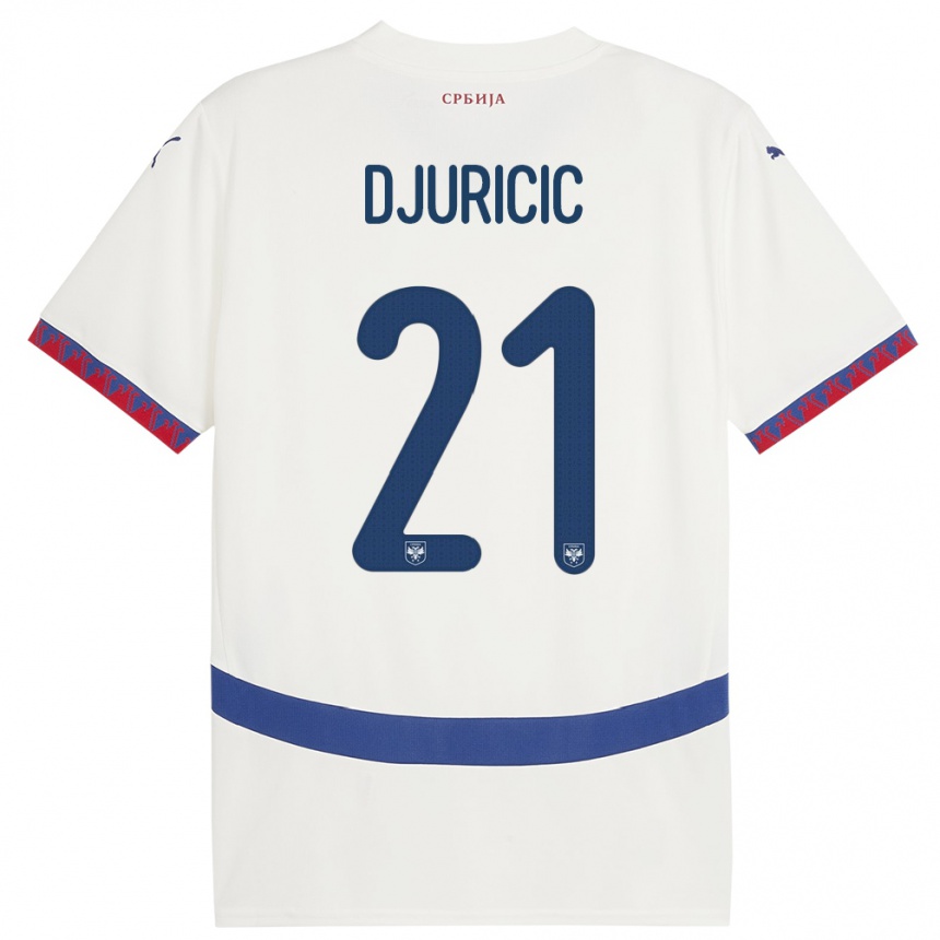 Vaikiškas Serbija Filip Djuricic #21 Baltas Išvykos Marškinėliai 24-26 T-Shirt