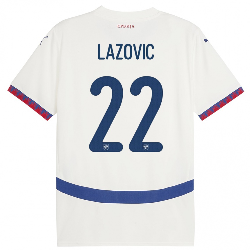 Vaikiškas Serbija Darko Lazovic #22 Baltas Išvykos Marškinėliai 24-26 T-Shirt