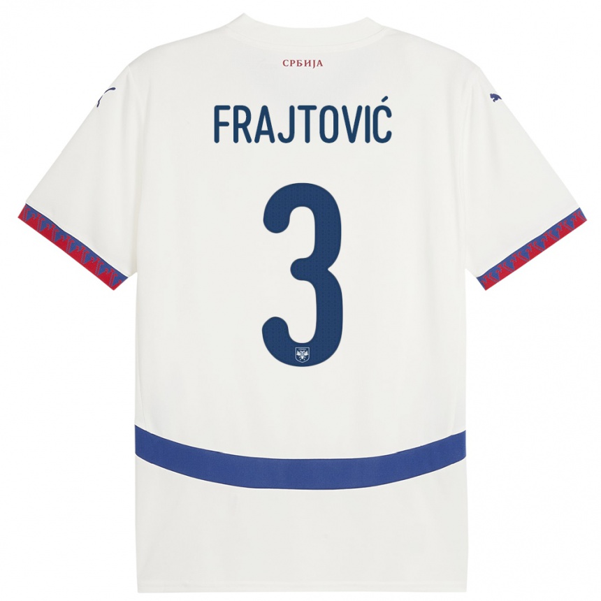 Vaikiškas Serbija Andela Frajtovic #3 Baltas Išvykos Marškinėliai 24-26 T-Shirt