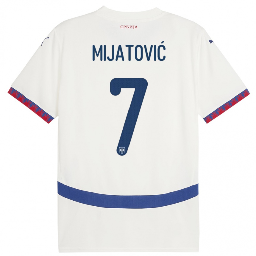 Vaikiškas Serbija Milica Mijatovic #7 Baltas Išvykos Marškinėliai 24-26 T-Shirt