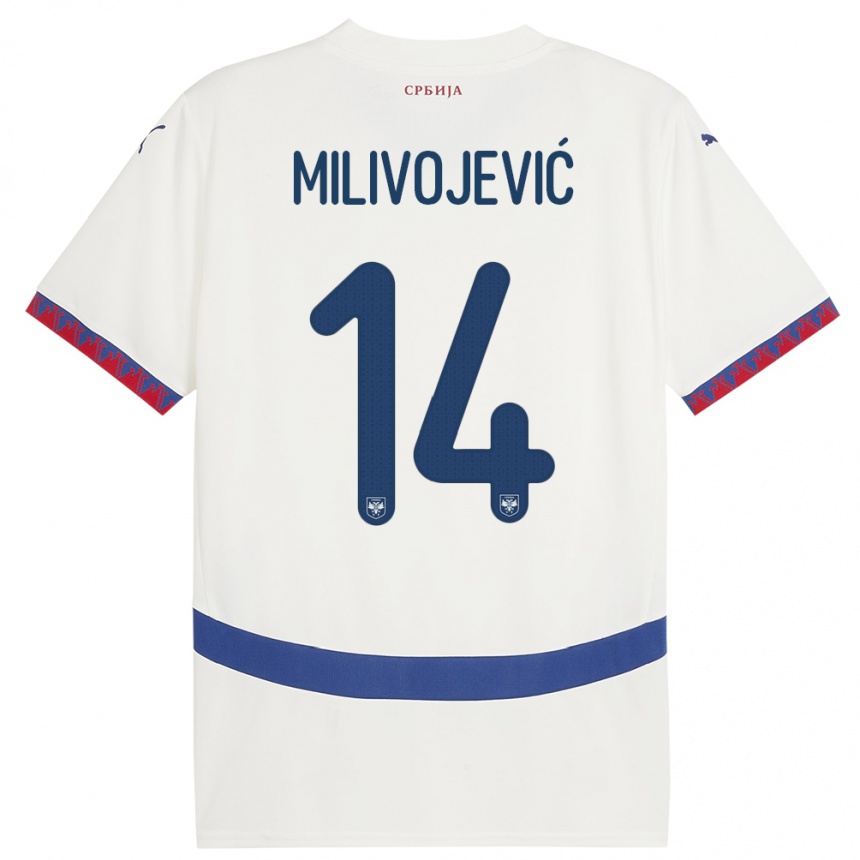 Vaikiškas Serbija Vesna Milivojevic #14 Baltas Išvykos Marškinėliai 24-26 T-Shirt