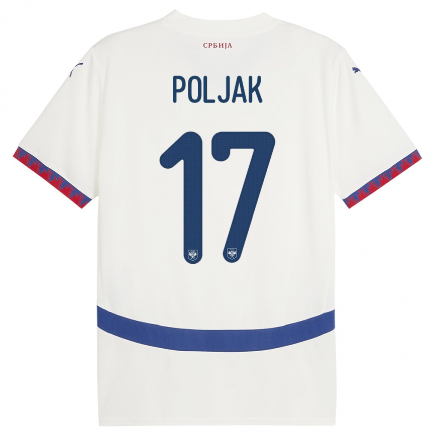 Vaikiškas Serbija Allegra Poljak #17 Baltas Išvykos Marškinėliai 24-26 T-Shirt