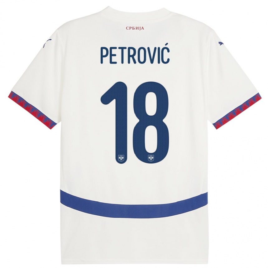 Vaikiškas Serbija Emilija Petrovic #18 Baltas Išvykos Marškinėliai 24-26 T-Shirt