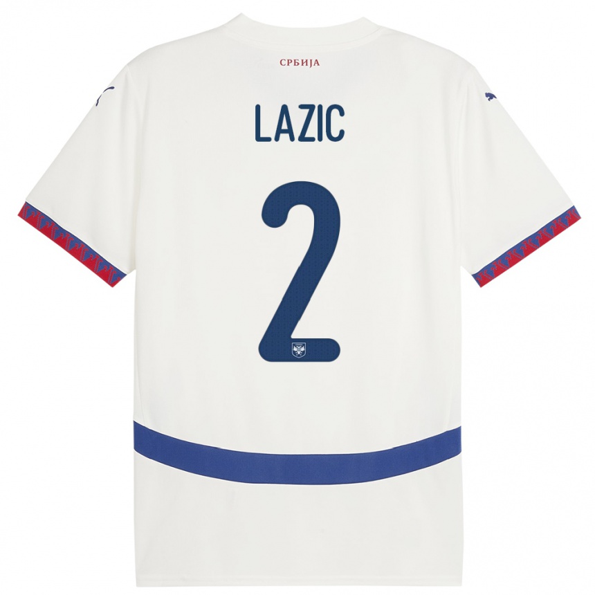 Vaikiškas Serbija Uros Lazic #2 Baltas Išvykos Marškinėliai 24-26 T-Shirt