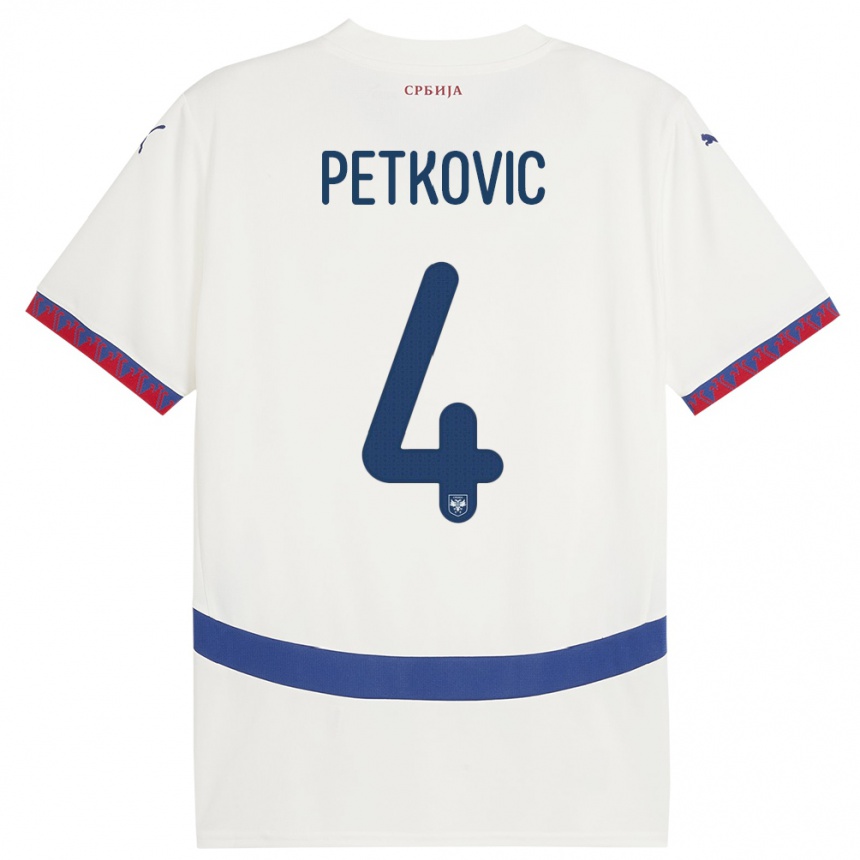 Vaikiškas Serbija Nikola Petkovic #4 Baltas Išvykos Marškinėliai 24-26 T-Shirt