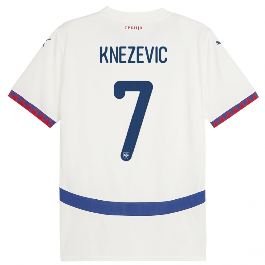 Vaikiškas Serbija Nikola Knezevic #7 Baltas Išvykos Marškinėliai 24-26 T-Shirt