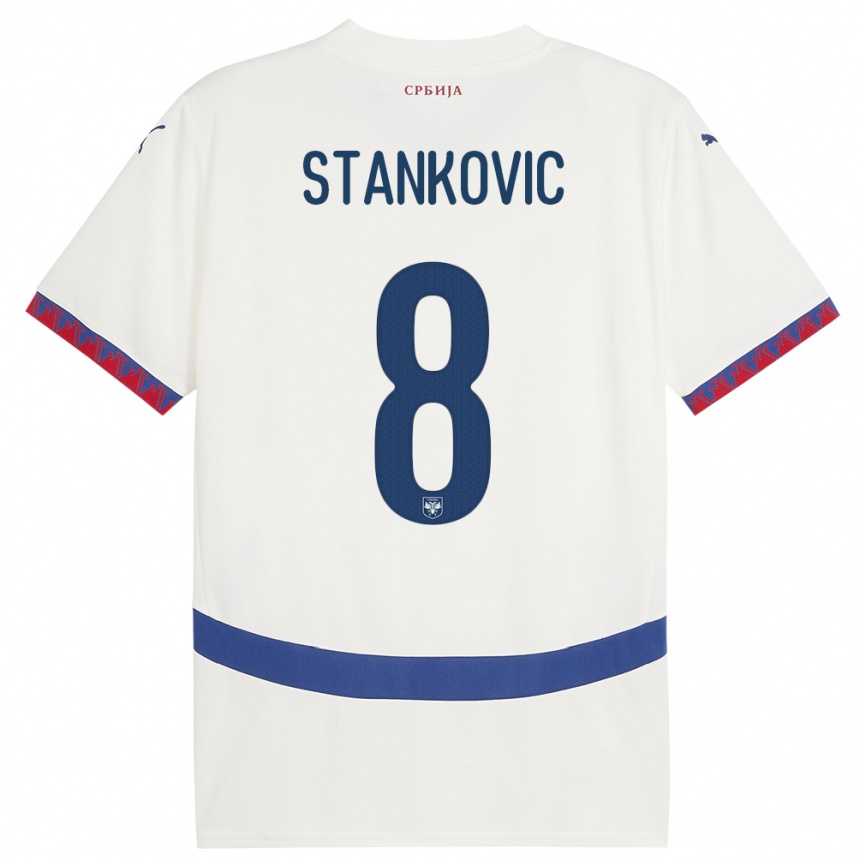 Vaikiškas Serbija Nikola Stankovic #8 Baltas Išvykos Marškinėliai 24-26 T-Shirt