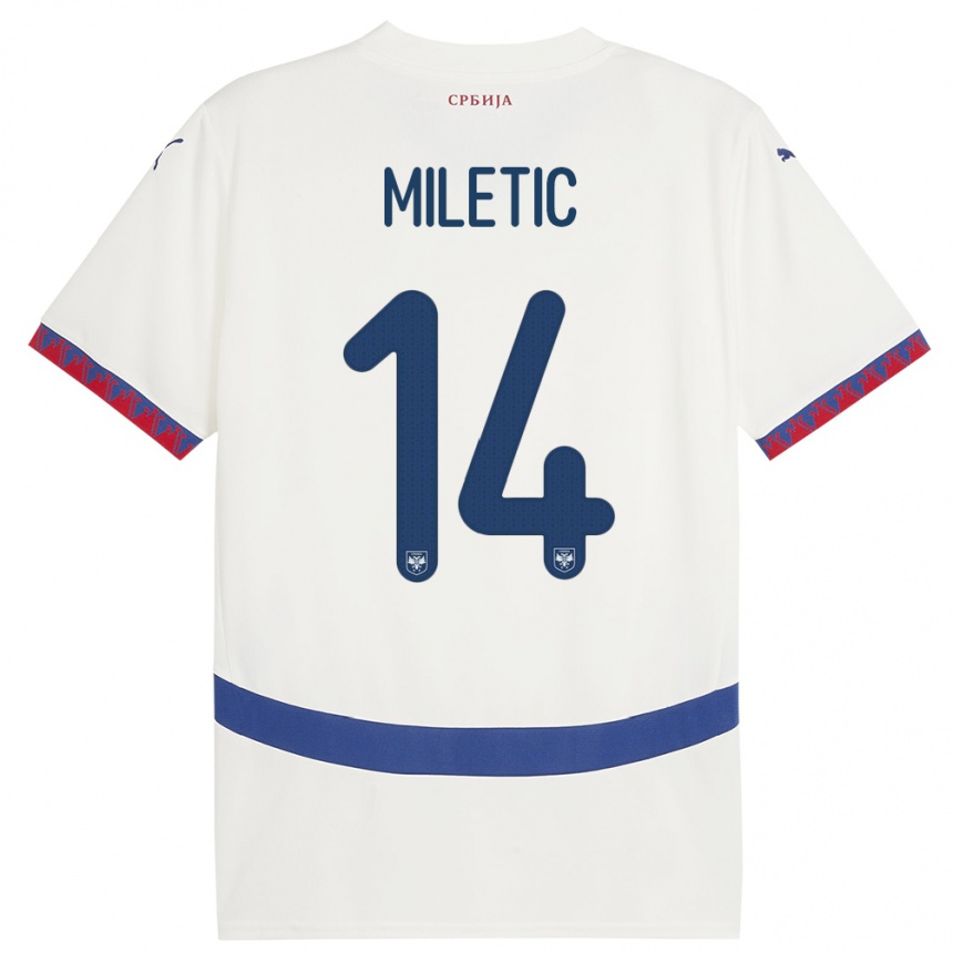 Vaikiškas Serbija Vladimir Miletic #14 Baltas Išvykos Marškinėliai 24-26 T-Shirt