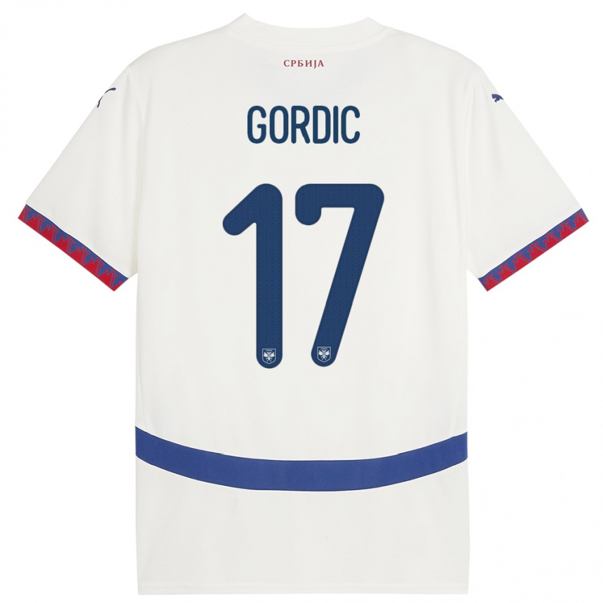 Vaikiškas Serbija Djordje Gordic #17 Baltas Išvykos Marškinėliai 24-26 T-Shirt