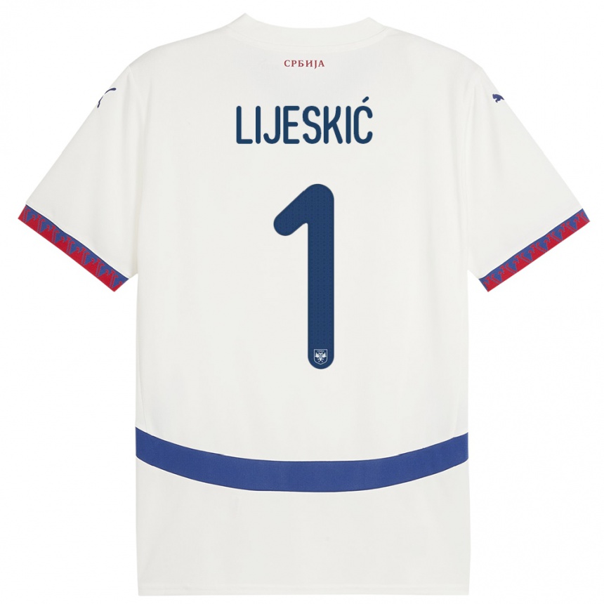 Vaikiškas Serbija Luka Lijeskic #1 Baltas Išvykos Marškinėliai 24-26 T-Shirt