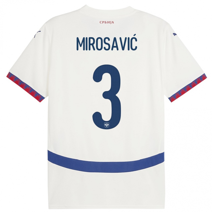 Vaikiškas Serbija Veljko Mirosavic #3 Baltas Išvykos Marškinėliai 24-26 T-Shirt