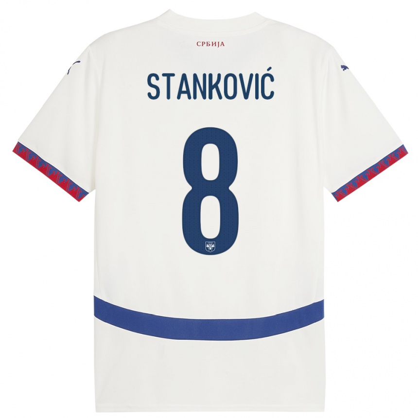 Vaikiškas Serbija Aleksandar Stankovic #8 Baltas Išvykos Marškinėliai 24-26 T-Shirt