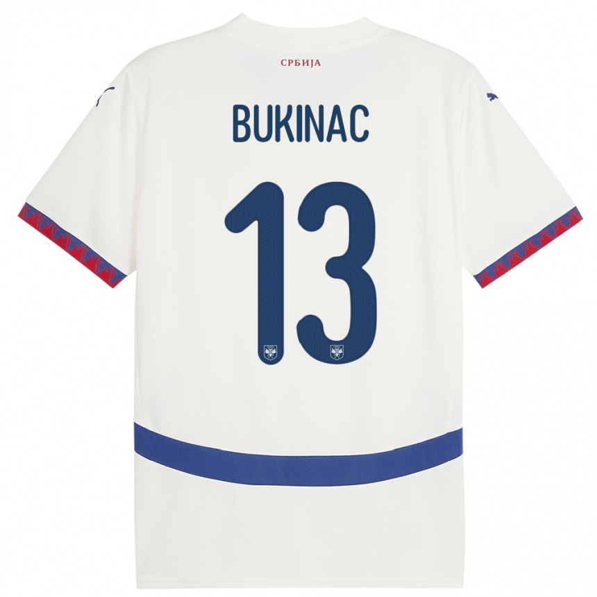 Vaikiškas Serbija Stefan Bukinac #13 Baltas Išvykos Marškinėliai 24-26 T-Shirt