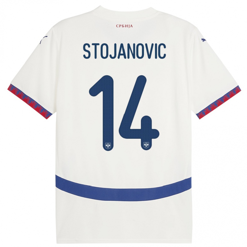 Vaikiškas Serbija Matija Stojanovic #14 Baltas Išvykos Marškinėliai 24-26 T-Shirt