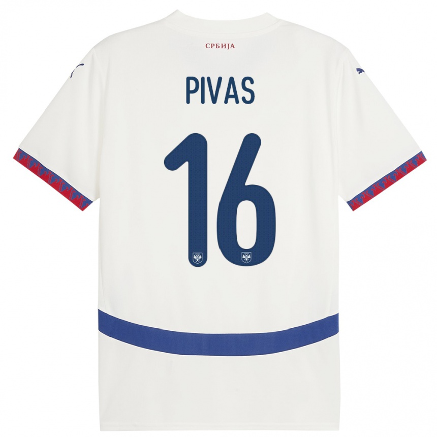 Vaikiškas Serbija Miodrag Pivas #16 Baltas Išvykos Marškinėliai 24-26 T-Shirt