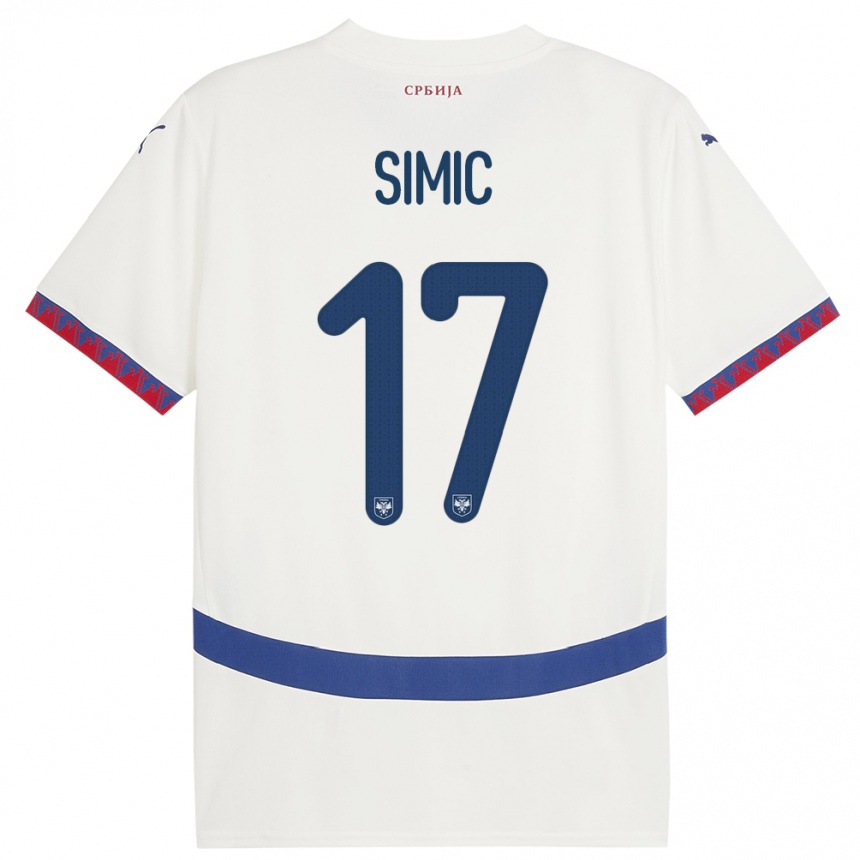 Vaikiškas Serbija Jan Carlo Simic #17 Baltas Išvykos Marškinėliai 24-26 T-Shirt