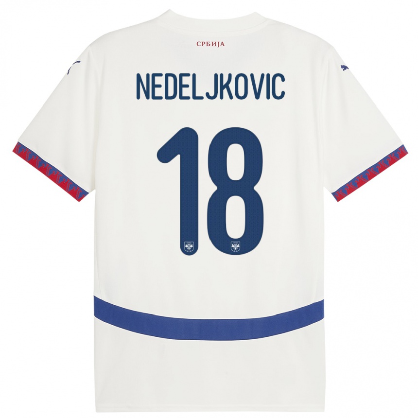 Vaikiškas Serbija Kosta Nedeljkovic #18 Baltas Išvykos Marškinėliai 24-26 T-Shirt