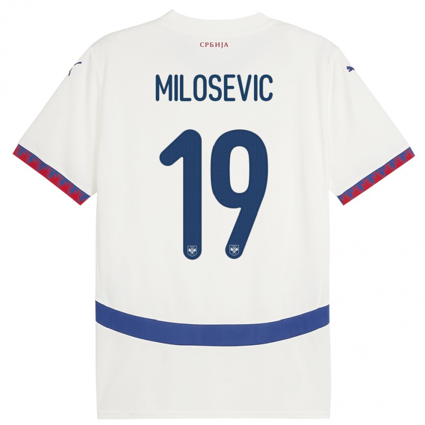 Vaikiškas Serbija Jovan Milosevic #19 Baltas Išvykos Marškinėliai 24-26 T-Shirt