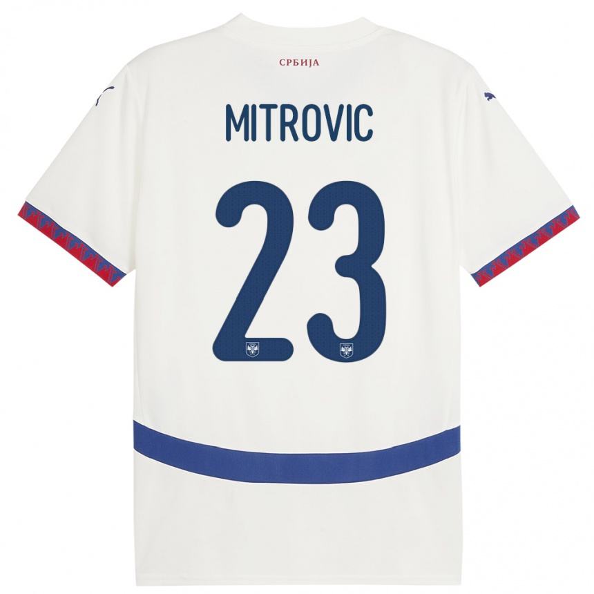 Vaikiškas Serbija Vuk Mitrovic #23 Baltas Išvykos Marškinėliai 24-26 T-Shirt