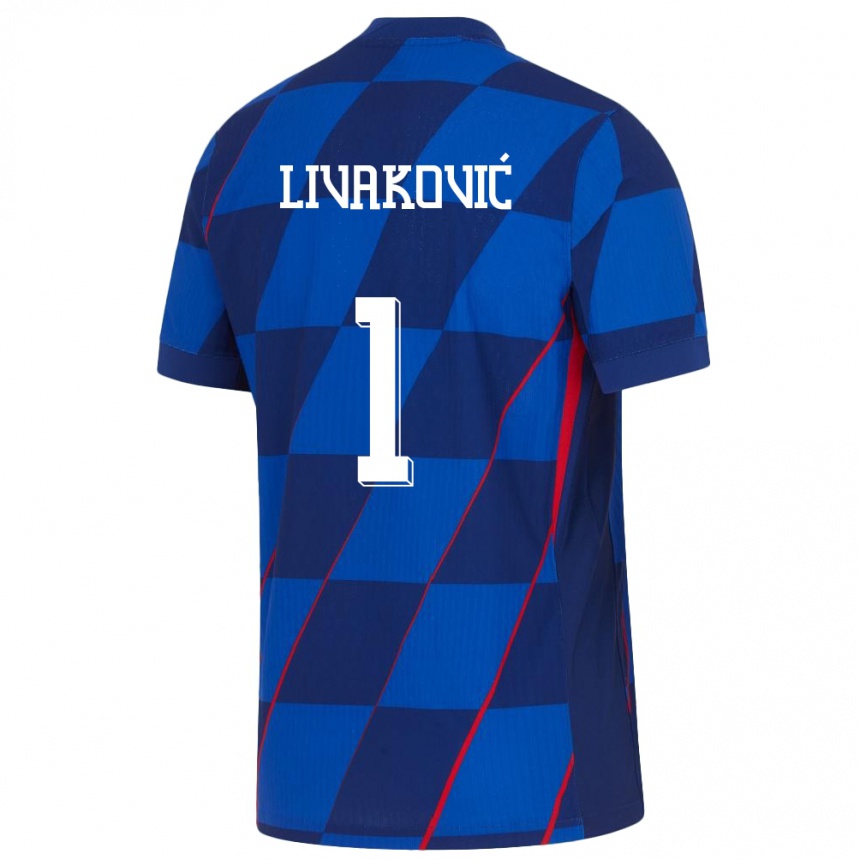 Vaikiškas Kroatija Dominik Livakovic #1 Mėlyna Išvykos Marškinėliai 24-26 T-Shirt