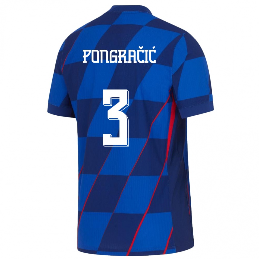 Vaikiškas Kroatija Marin Pongracic #3 Mėlyna Išvykos Marškinėliai 24-26 T-Shirt