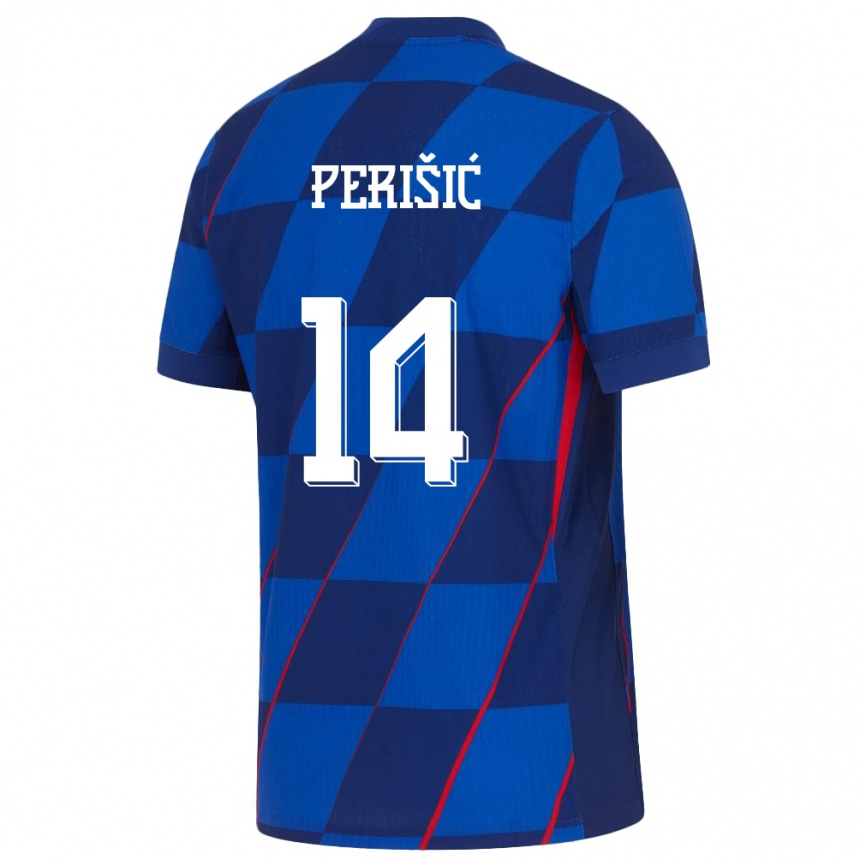 Vaikiškas Kroatija Ivan Perisic #14 Mėlyna Išvykos Marškinėliai 24-26 T-Shirt