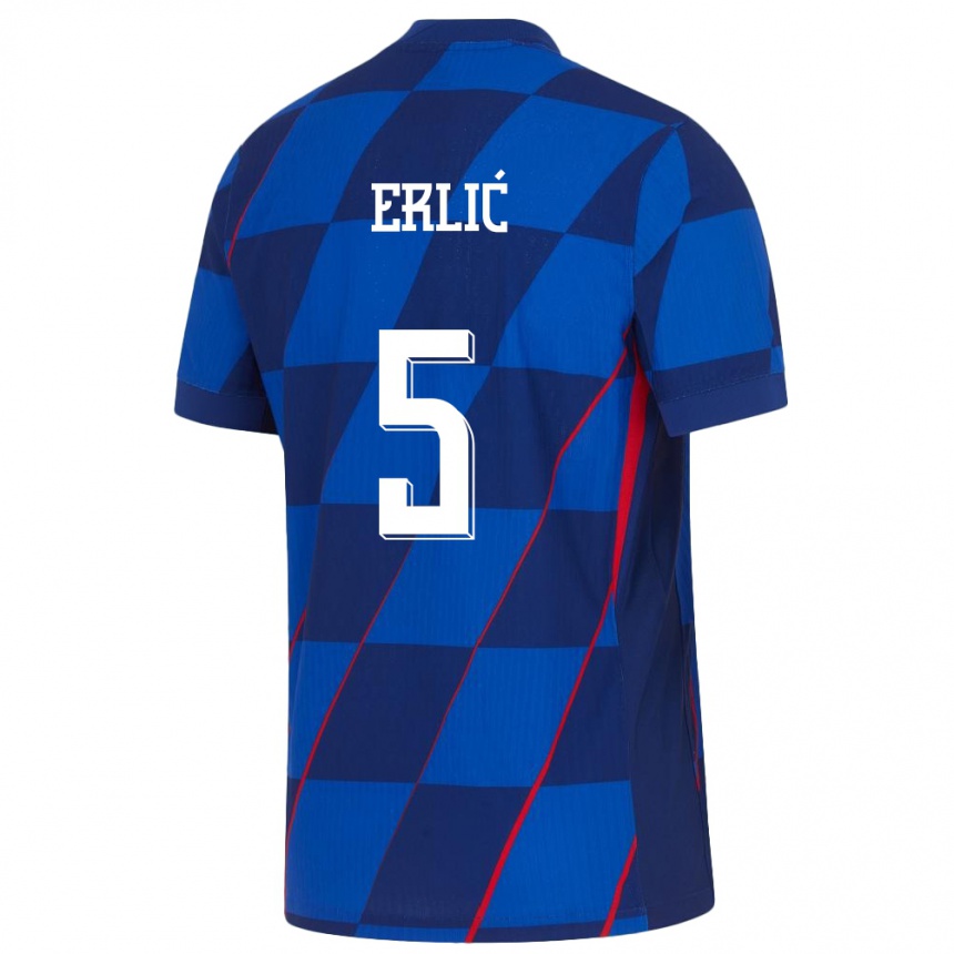 Vaikiškas Kroatija Martin Erlic #5 Mėlyna Išvykos Marškinėliai 24-26 T-Shirt