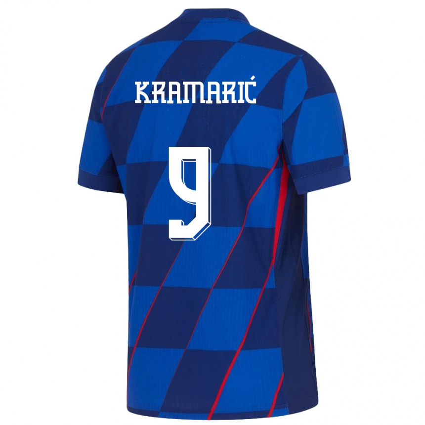 Vaikiškas Kroatija Andrej Kramaric #9 Mėlyna Išvykos Marškinėliai 24-26 T-Shirt