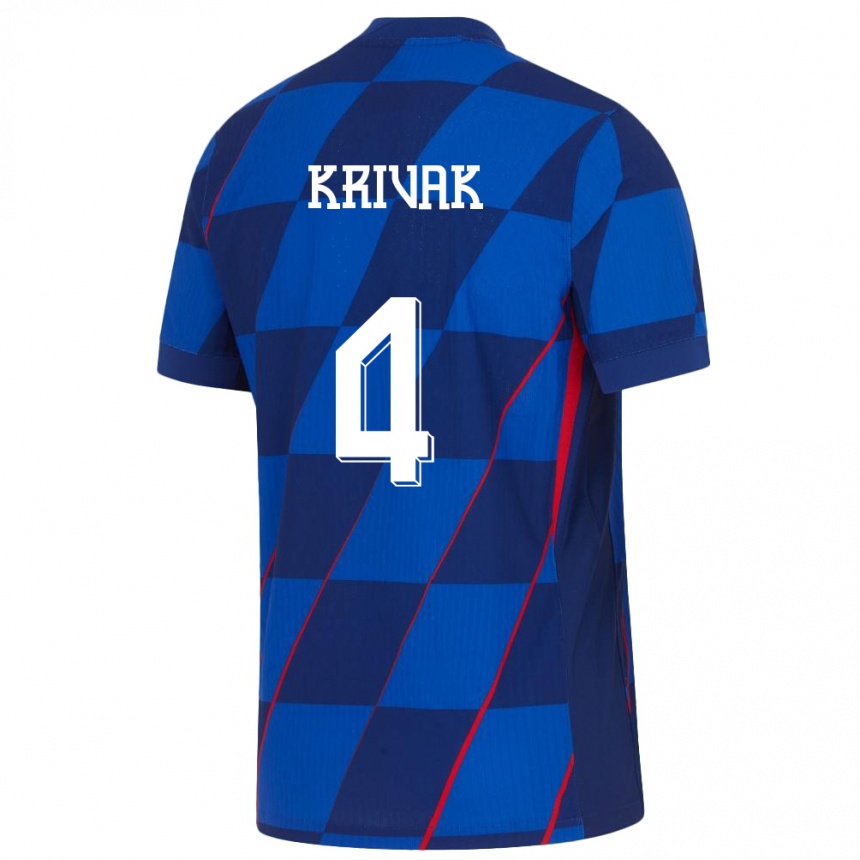 Vaikiškas Kroatija Fabijan Krivak #4 Mėlyna Išvykos Marškinėliai 24-26 T-Shirt