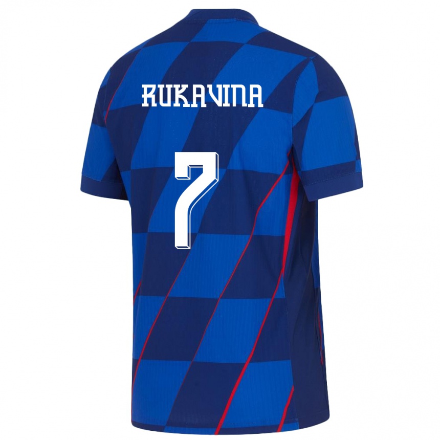 Vaikiškas Kroatija Gabriel Rukavina #7 Mėlyna Išvykos Marškinėliai 24-26 T-Shirt