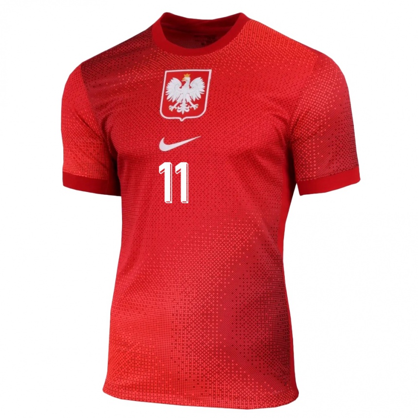 Vaikiškas Lenkija Jakub Antczak #11 Raudona Išvykos Marškinėliai 24-26 T-Shirt