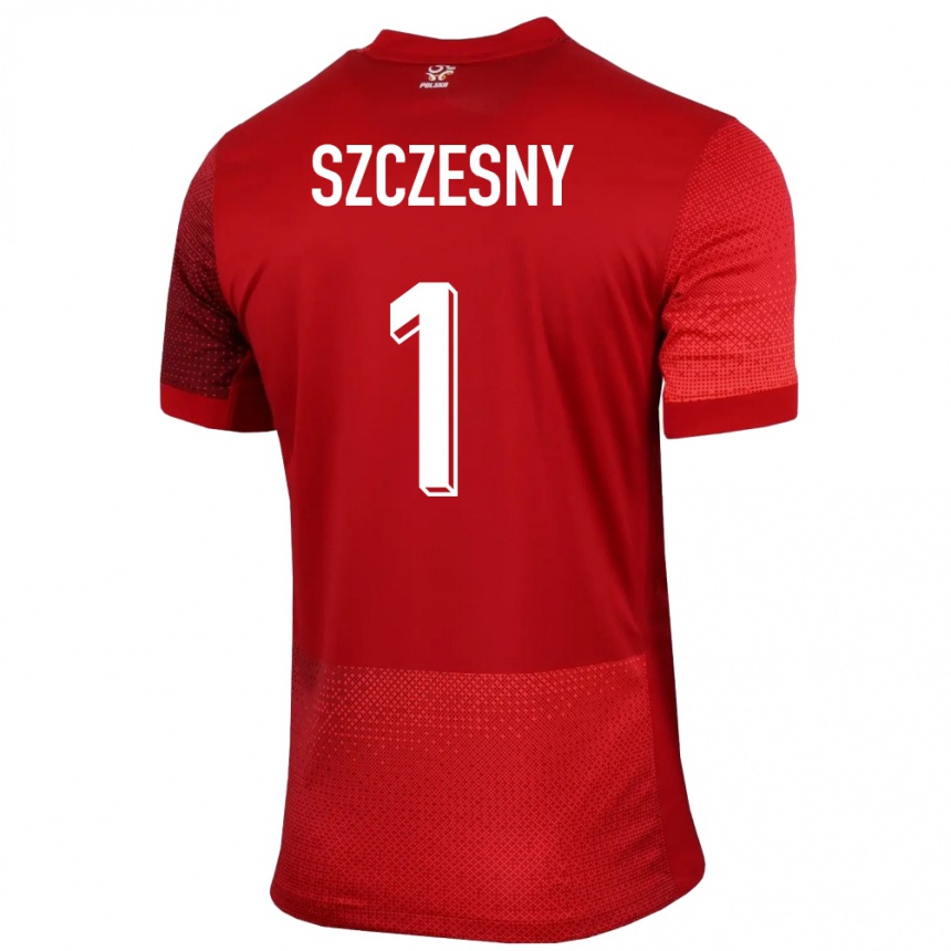 Vaikiškas Lenkija Wojciech Szczesny #1 Raudona Išvykos Marškinėliai 24-26 T-Shirt