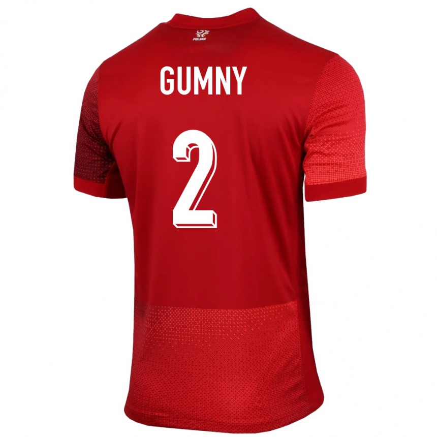 Vaikiškas Lenkija Robert Gumny #2 Raudona Išvykos Marškinėliai 24-26 T-Shirt