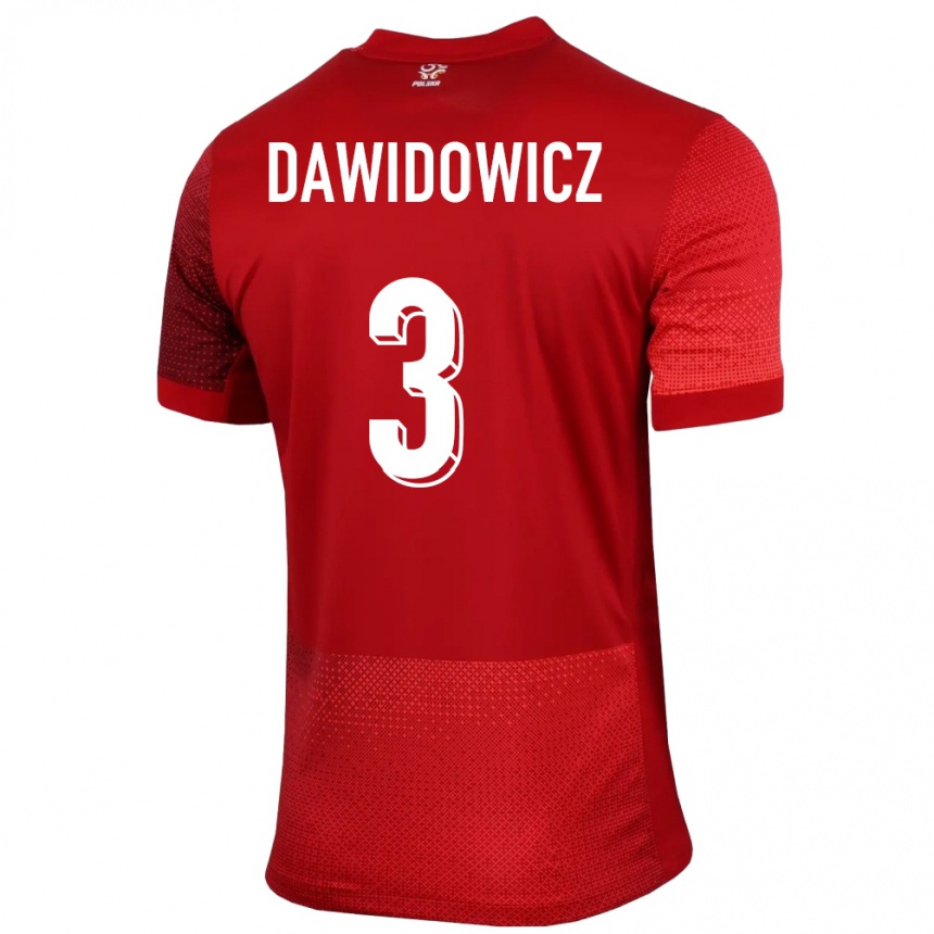 Vaikiškas Lenkija Pawel Dawidowicz #3 Raudona Išvykos Marškinėliai 24-26 T-Shirt